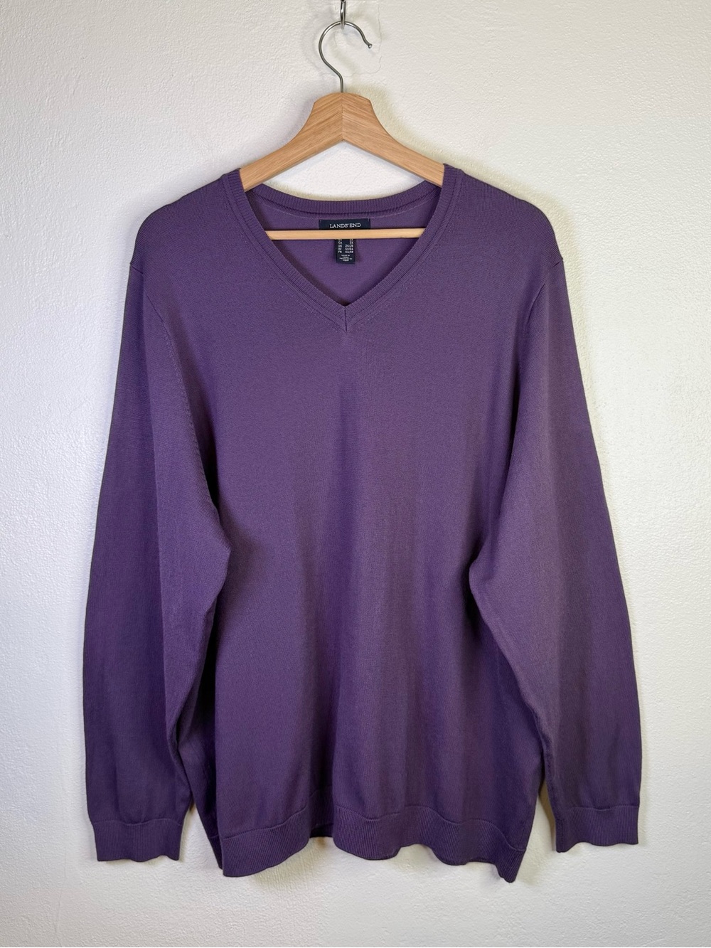 Lands' End Women's Purple V-Neck Long Sleeve Knit Sweater Size 2X Style 413104